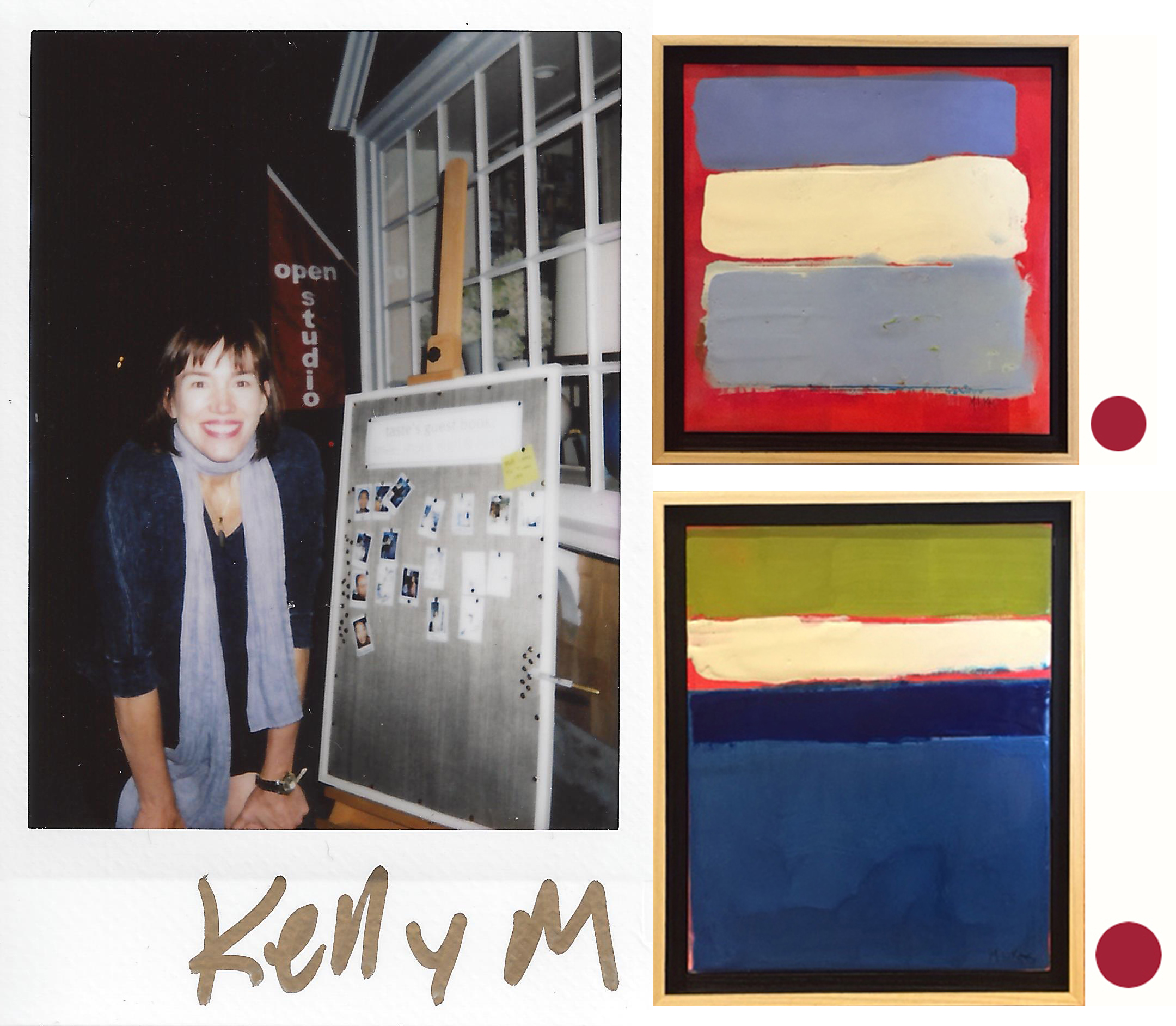 polaroid 5 kelly milukas with sold paintings